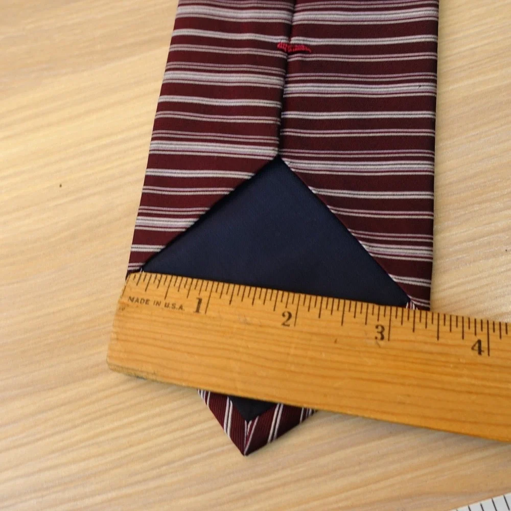 Burgundy Silk Tie Men Red Horizontal Stripe Jacquard BRICK HOUSE Japanese Japan